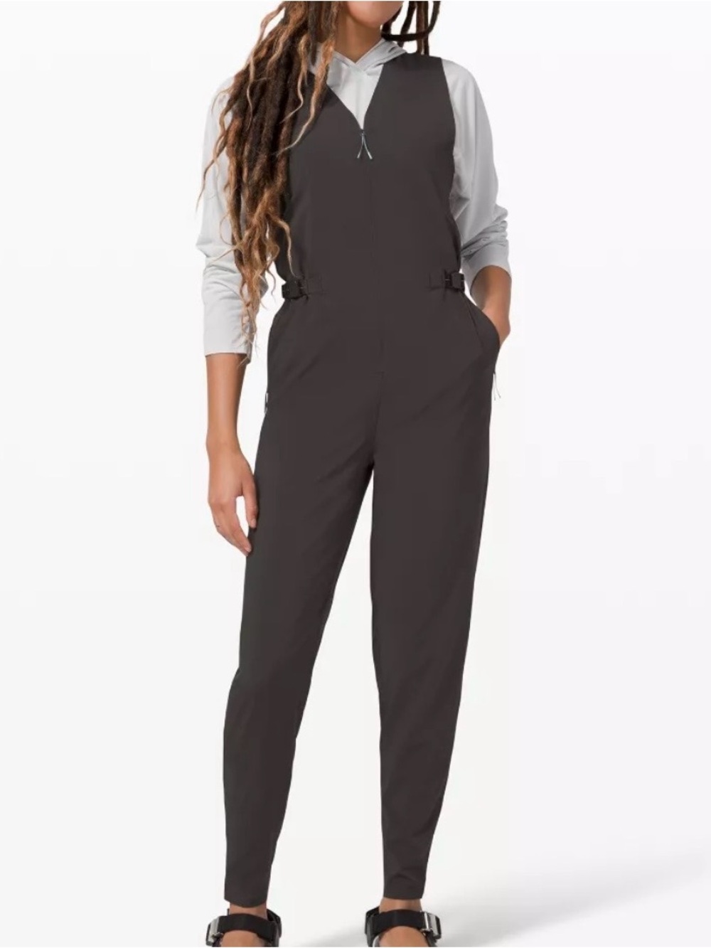 lululemon LAB Sarala Jumpsuit XL Charcoal Gray Utility Athleisure Minimalist